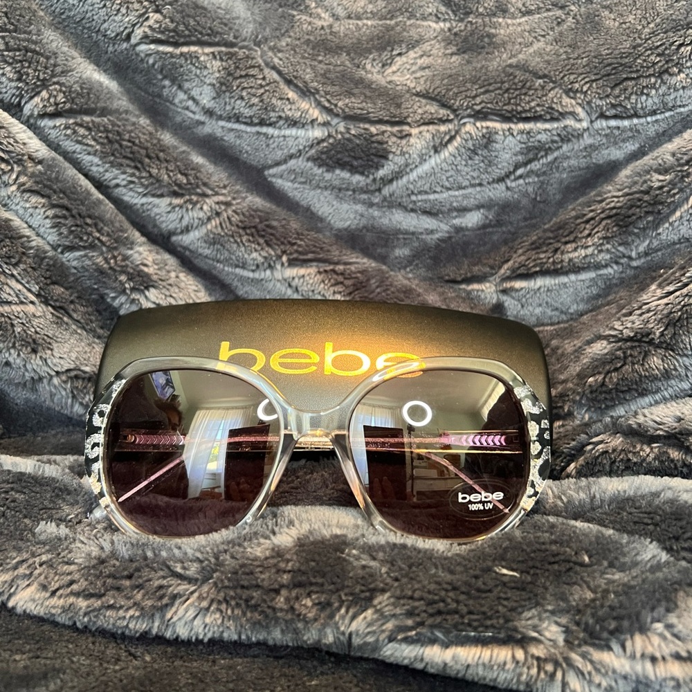 Bebe Sunglasses Silver Metallic Animal Print